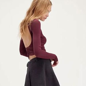 Free-people Women's Burgundy and Black Blouse